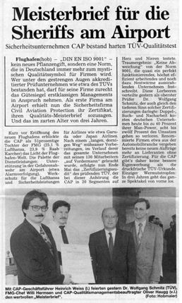 Meisterbrief für die Scheriffs am Airport